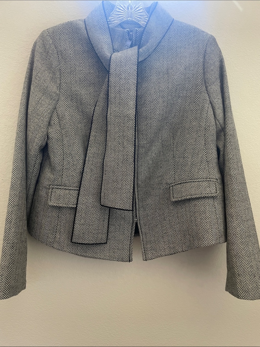 Banana Republic Tie-Neck, Zip Up Wool Blend Blazer